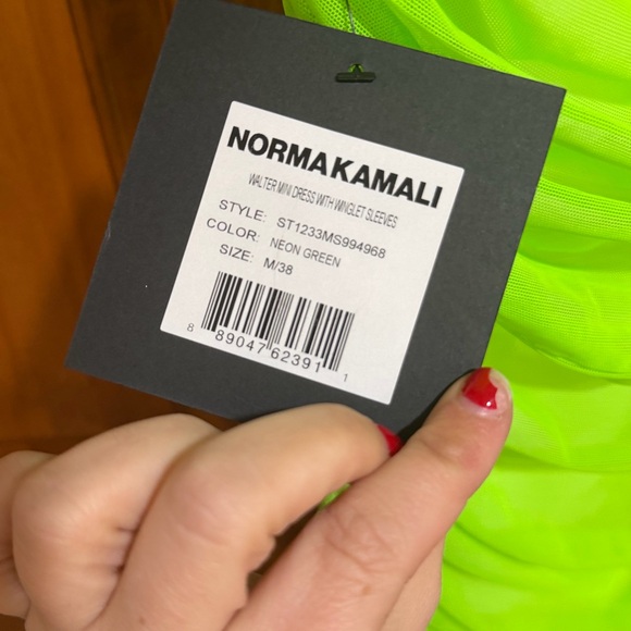 Norma Kamali Neon Green Ruched Mini Dress - Picture 5 of 7